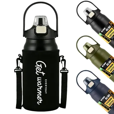 800-1500ML 스테인리스 스틸 보온병 야외용 텀블러 빨대 포함 휴대용 진공 플라스크 냉온수병